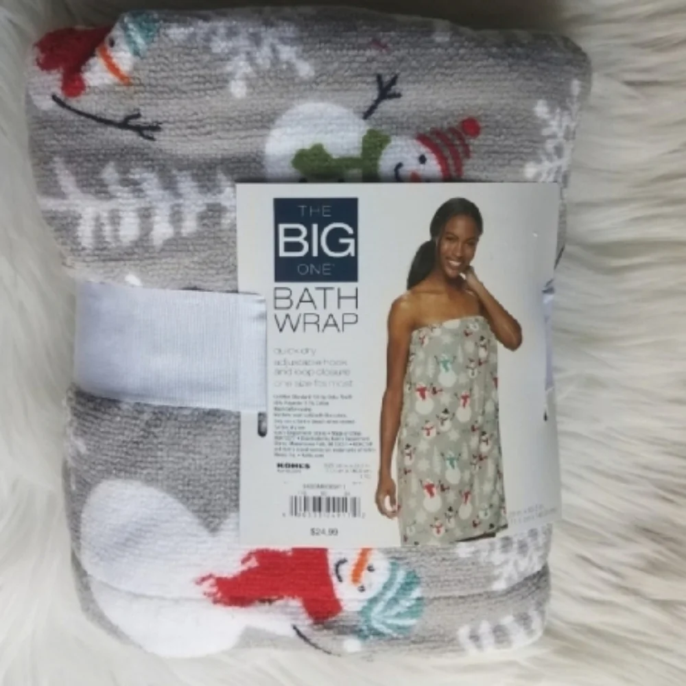 The big one Holiday snow man Snow Flakes Print bath wrap